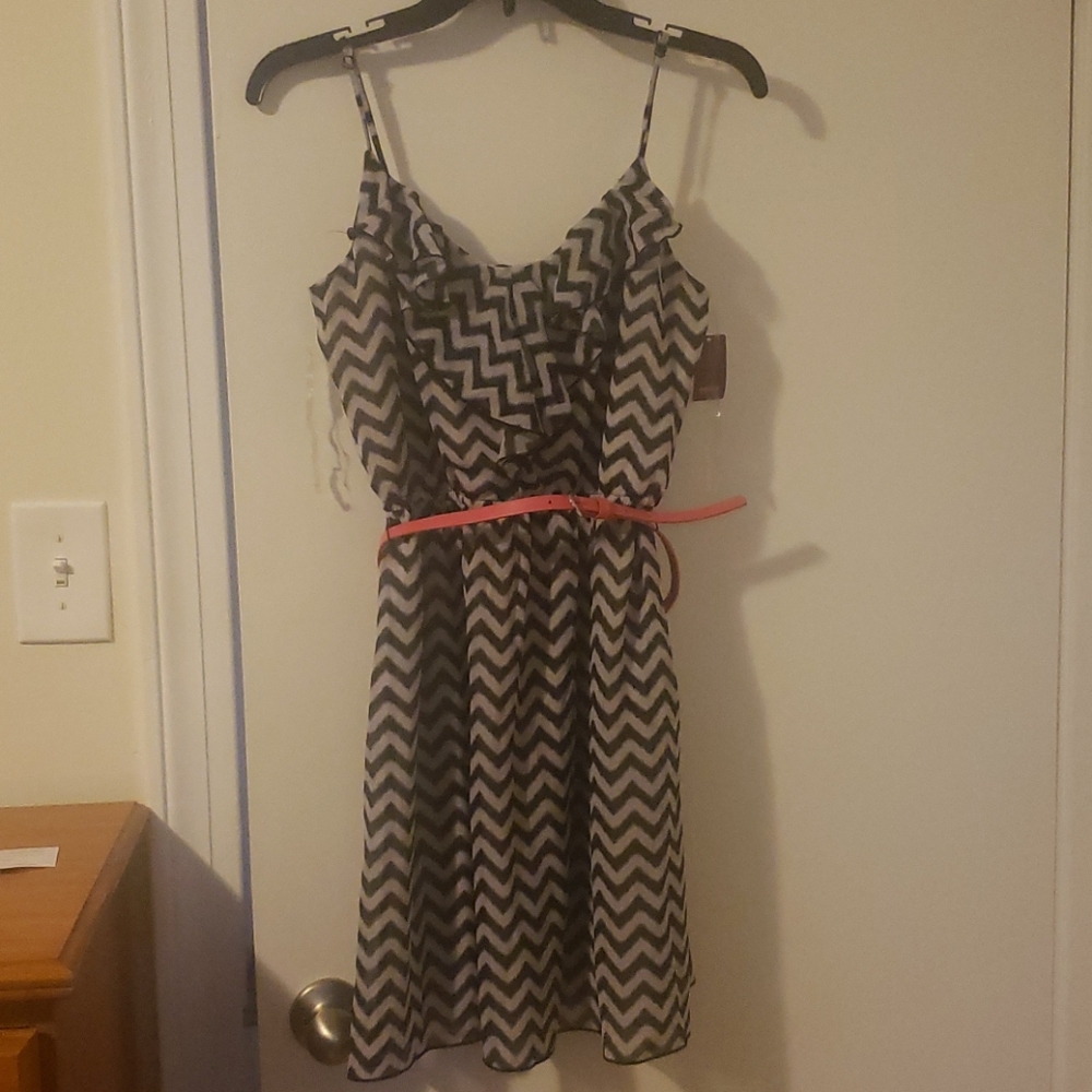 NWT Chevron Print Dress with Belt
